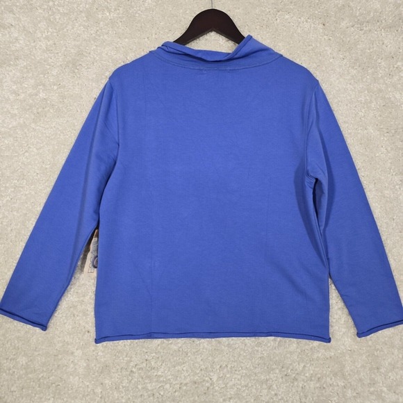 Escape by Habitat Womens Shirt Medium Blue Roll Neck Long Sleeve Terry‎ Pocket - Picture 8 of 12